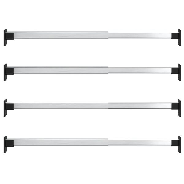 vidaXL Telescopic Wardrobe Rails 4 pcs Silver 22.8"-39.4"