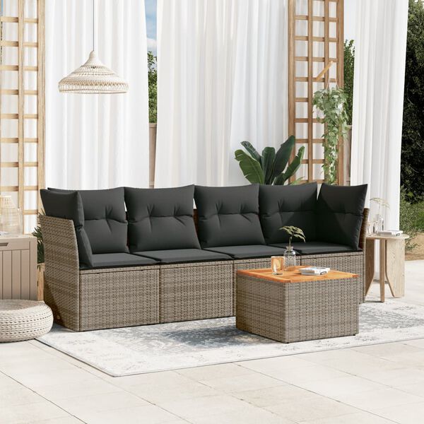 vidaXL Garden Sofa Set Grey, dark grey, brown