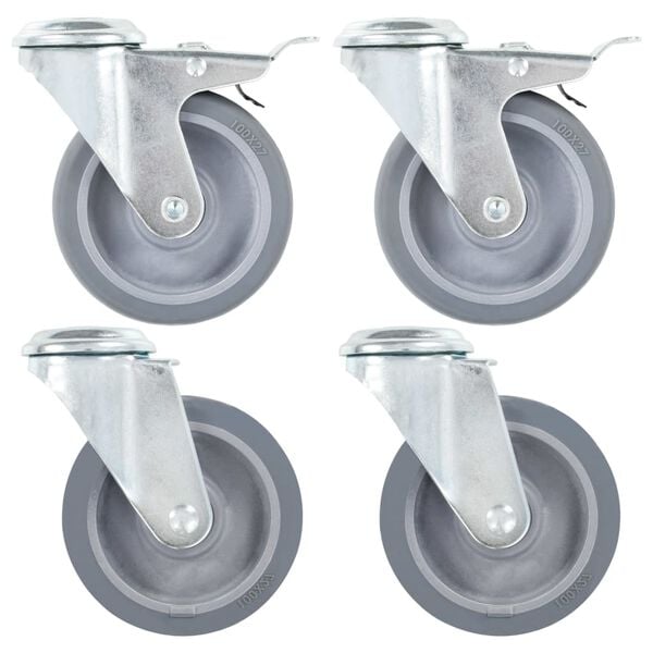vidaXL Bolt Hole Swivel Casters 4 pcs 3.94 "