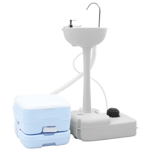 vidaXL Camping Toilet Kit 2 pcs Blue and White