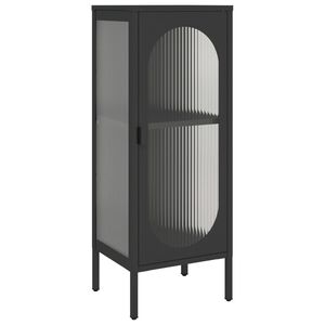 vidaXL Sideboard Black Powder-coated steel, fluted glass