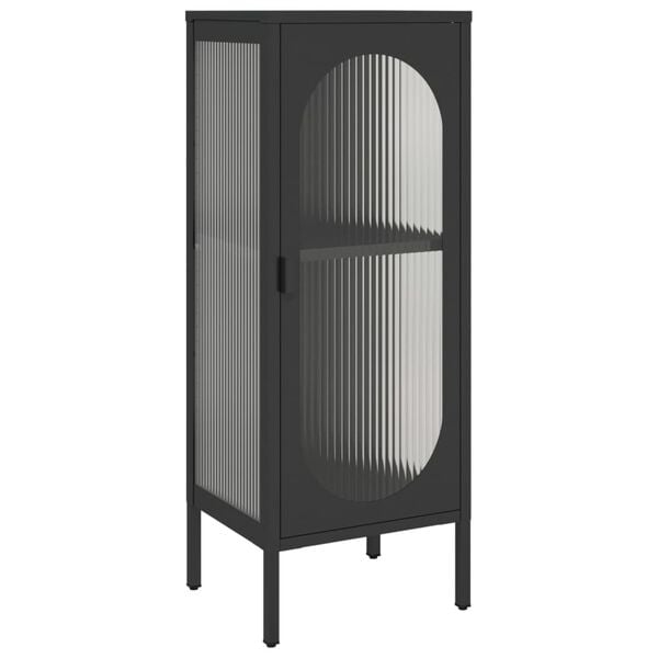 vidaXL Sideboard Black Powder-coated steel, fluted glass