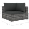vidaXL Garden Lounge Set Grey PE Rattan 4 Piece Set Modular