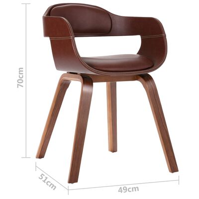 vidaXL Dining Chair Brown Bentwood and Faux Leather