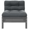 vidaXL Garden Middle Sofa Grey Solid pine wood, fabric (100% polyester)