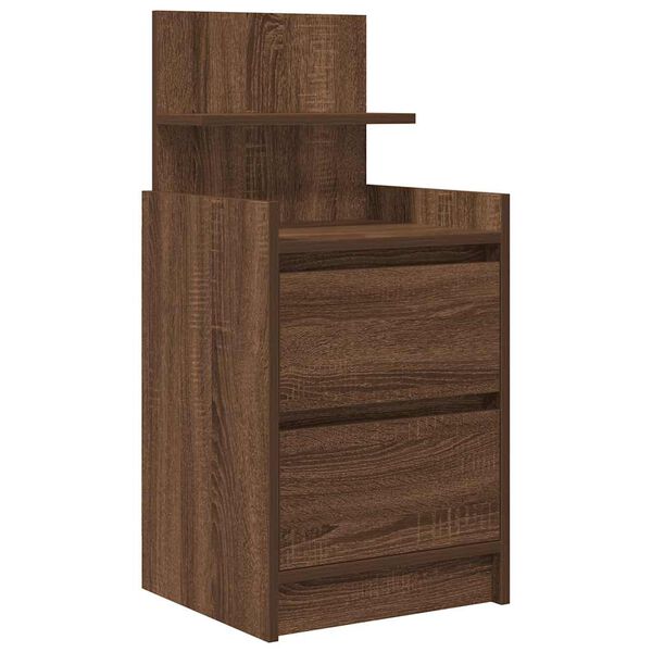 vidaXL Bedside Cabinet Brown Oak Engineered Wood Small Bedside Cabinet