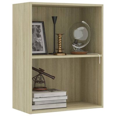 vidaXL 2-Tier Book Cabinet Sonoma Oak 23.6"x11.8"x30.1" Chipboard