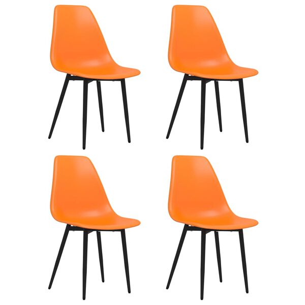 vidaXL Dining Chair Set of 4 Orange Polypropylene and powder-coated metal