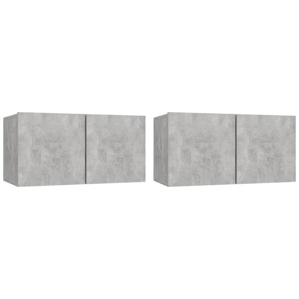 vidaXL TV Cabinet Set Set of 4 Concrete Grey Engineered Wood Medium