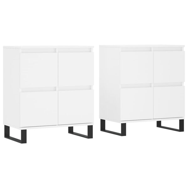 vidaXL Sideboard Set of 2 White Engineered wood Medium Sideboard