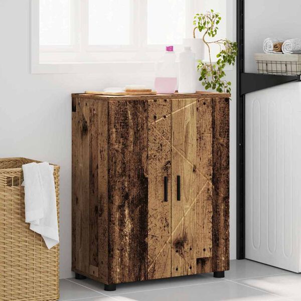 vidaXL Bathroom Cabinet with Storage Old Wood 23.62 x 13.78 x 31.50 in