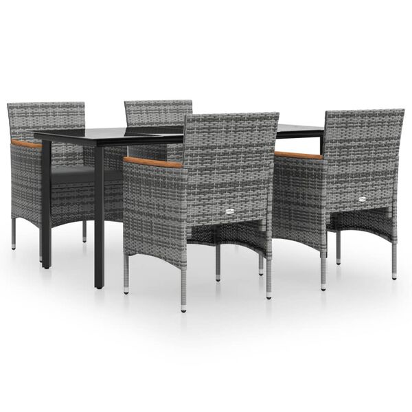 vidaXL Garden Dining Set Grey and Black
