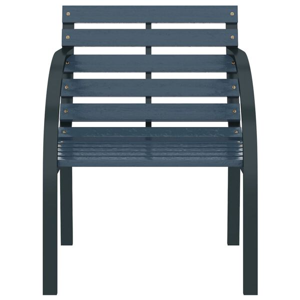 vidaXL Garden Chair Set of 2 Gray Wood and Steel Medium Durable