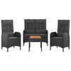 vidaXL Garden Dining Set Black Poly Rattan 4-piece set