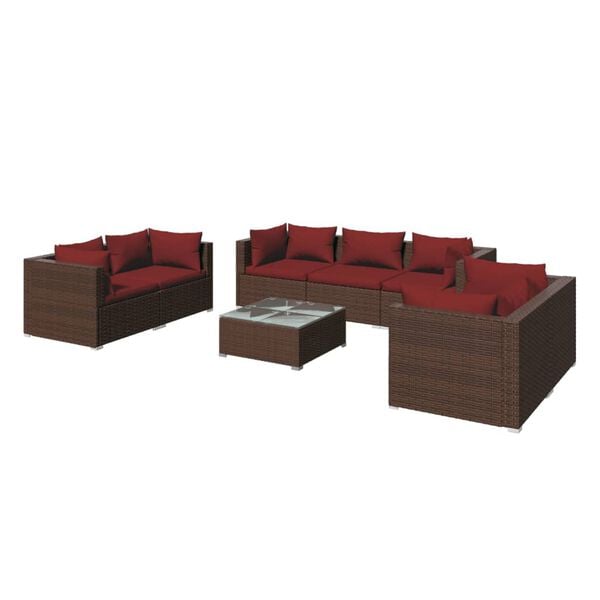 vidaXL Garden Lounge Set Brown, Cinnamon Red