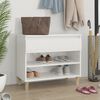 vidaXL Shoe Cabinet High gloss white Engineered wood, solid eucalyptus wood