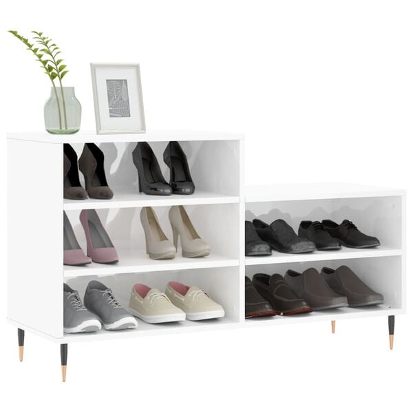 vidaXL Shoe Cabinet High gloss white Engineered wood 40 x 14 x 24 in