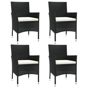 vidaXL Garden Chair Set of 4 Black Poly rattan Medium Durable