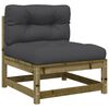 vidaXL Patio Sofa Armless with Cushions and Footstool