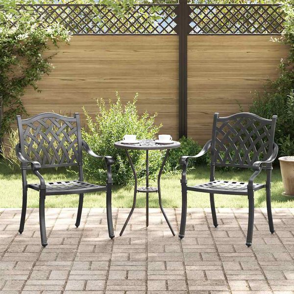 vidaXL Garden Chair 2 pcs Black 56 x 55 x 92.5cm Aluminium