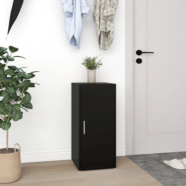 vidaXL Shoe Cabinet Black Engineered Wood Standard Shoe Cabinet