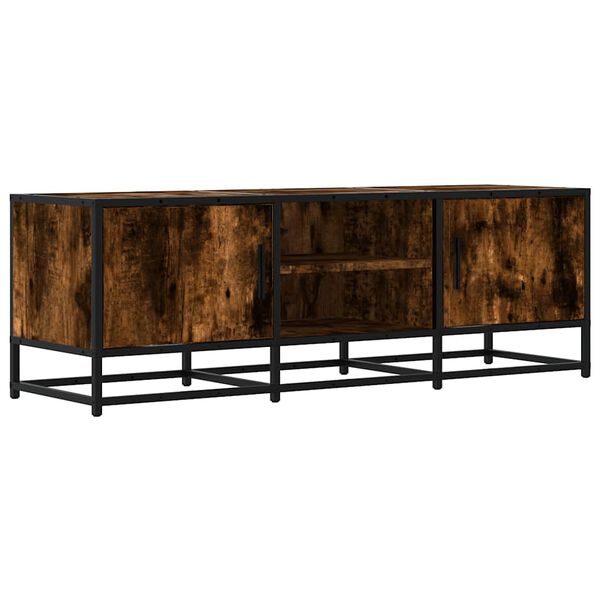 vidaXL TV Cabinet Smoked Oak Engineered Wood, Metal Medium TV Cabinet