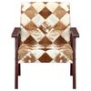 vidaXL Armchair White and Brown Goat Leather, Acacia Wood Standard