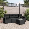 vidaXL Garden Sofa Set Black PE Rattan, Powder-Coated Steel, Tempered Glass