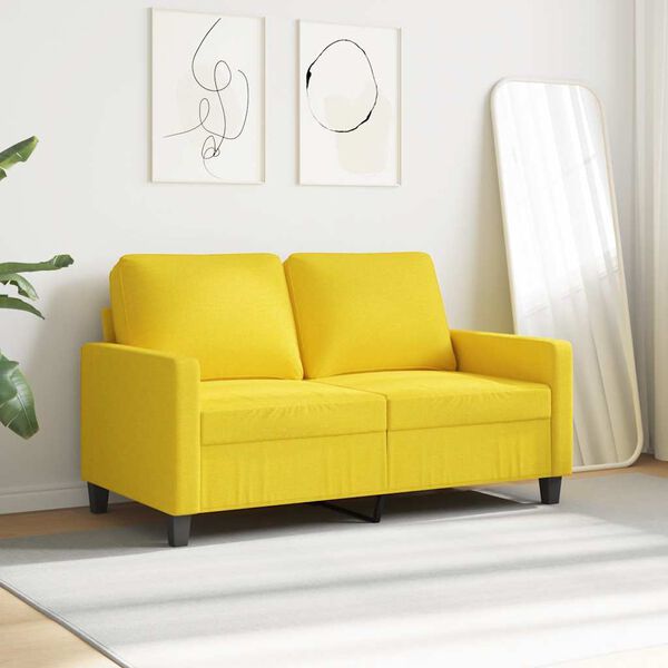 vidaXL 2-seater Sofa Light Yellow Fabric (100% polyester), metal, textilene