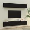 vidaXL Wall TV Cabinet Set of 4 Black Engineered Wood Drop-Down