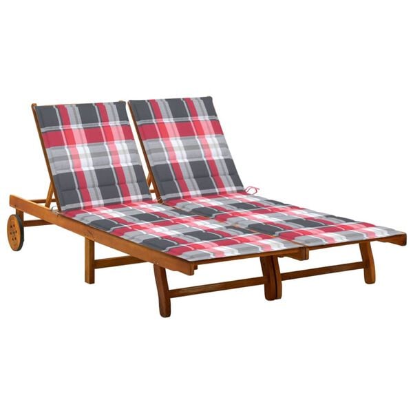 vidaXL Patio Sun Lounger Natural wood Solid acacia wood Double