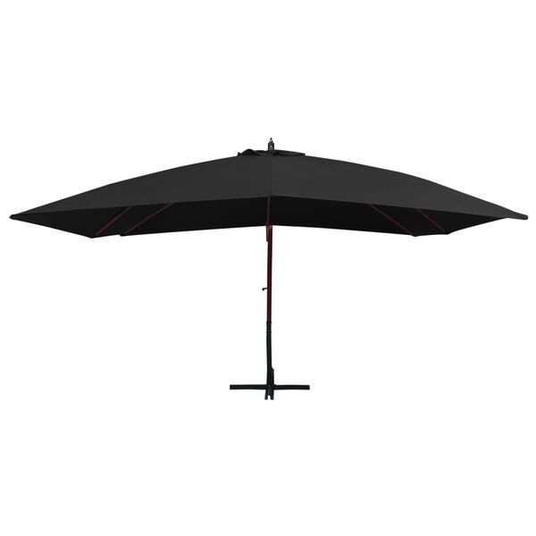 vidaXL Garden Parasol Black Polyester Large UV-resistant materials