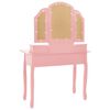 vidaXL Dressing Table Set with Stool Pink 39.4x15.7x57.5" Paulownia Wood