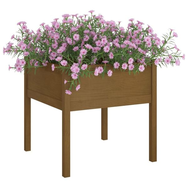 vidaXL Garden Planter Set of 2 Honey Brown Solid Pinewood Large