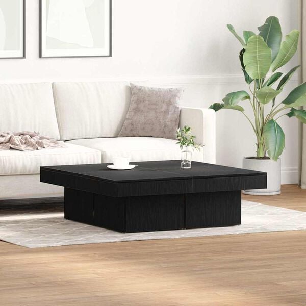 vidaXL Coffee Table Black Oak 35.43 x 35.43 x 11.02 in Engineered Wood