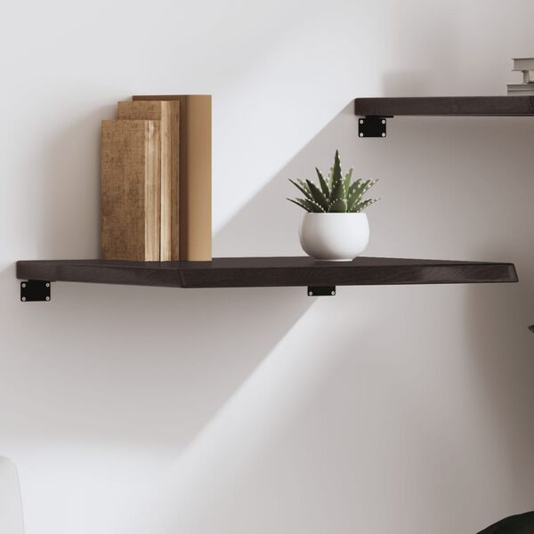 vidaXL Wall Shelf Dark brown Solid oak wood Medium Wall Shelf