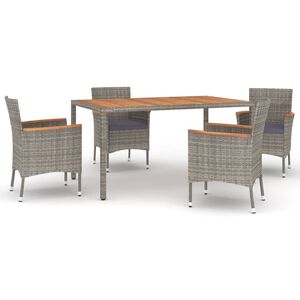vidaXL Patio Dining Set Set of 4 Gray PE rattan Medium Seats Many