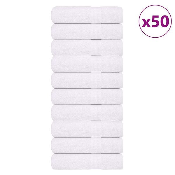 vidaXL Hand Towel Set of 50 White 100% Cotton Standard Hand Towel