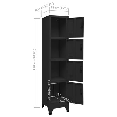 vidaXL Locker Cabinet Black 15"x17.7"x70.9" Steel