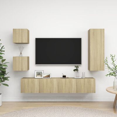 vidaXL 5 Piece TV Cabinet Sets Sonoma Oak Chipboard
