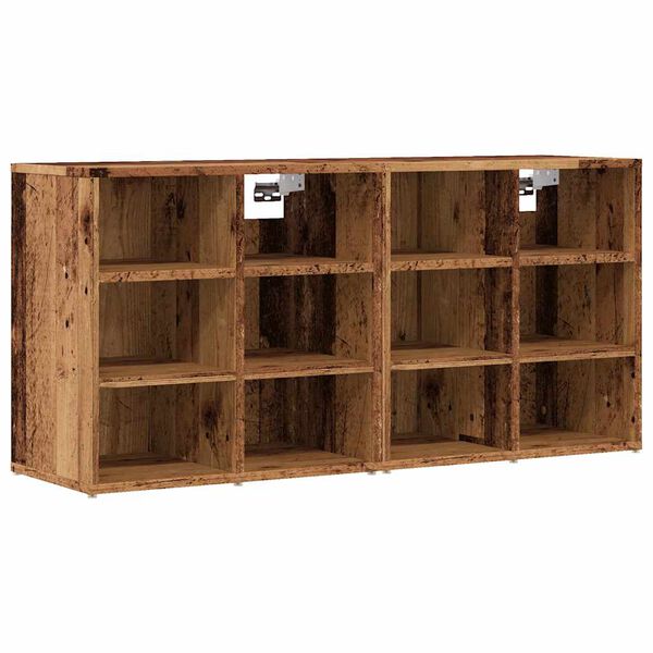 vidaXL Shoe Cabinet Set of 2 Old wood Engineered wood Medium Storage