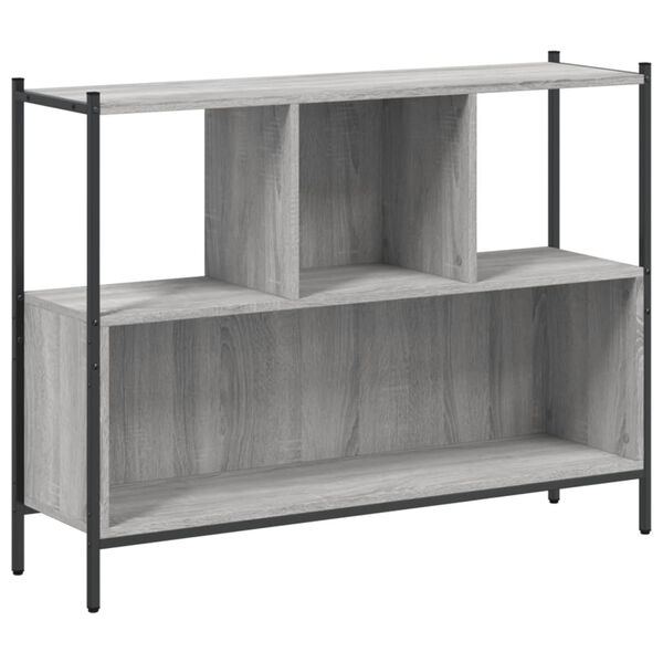 vidaXL Bookcase Grey Sonoma Engineered Wood, Powder-Coated Steel Medium