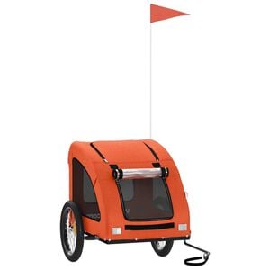 vidaXL Pet Bike Trailer Orange Oxford fabric, iron, PVC Medium Durable