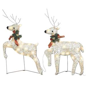vidaXL Christmas Reindeer Set of 2 Gold Mesh Medium Christmas Reindeer