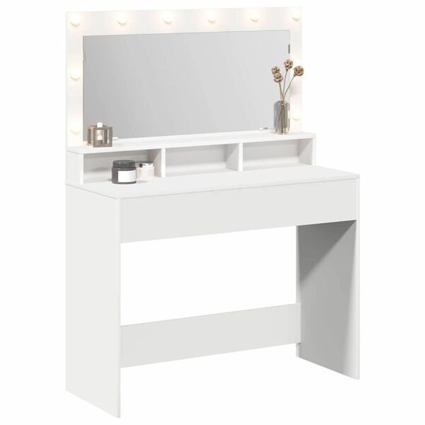 vidaXL Dressing Table White 39.37 x 16.14 x 53.15 in Engineered Wood