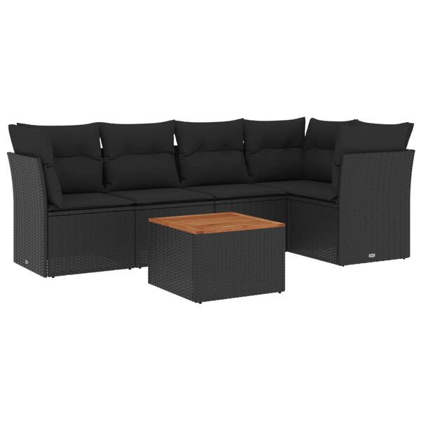 vidaXL Garden Sofa Set Black and brown