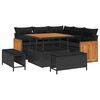 vidaXL Garden Sofa Set with Cushion 9 pcs Black Poly Rattan