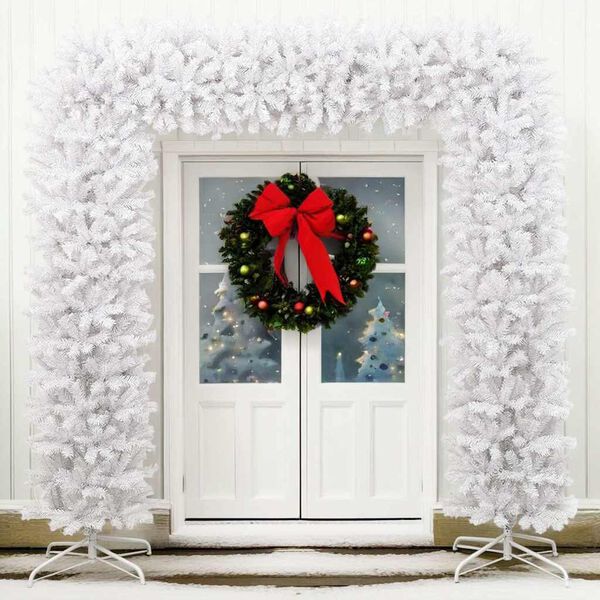 vidaXL Christmas Tree Arch White PVC, Steel Large Durable