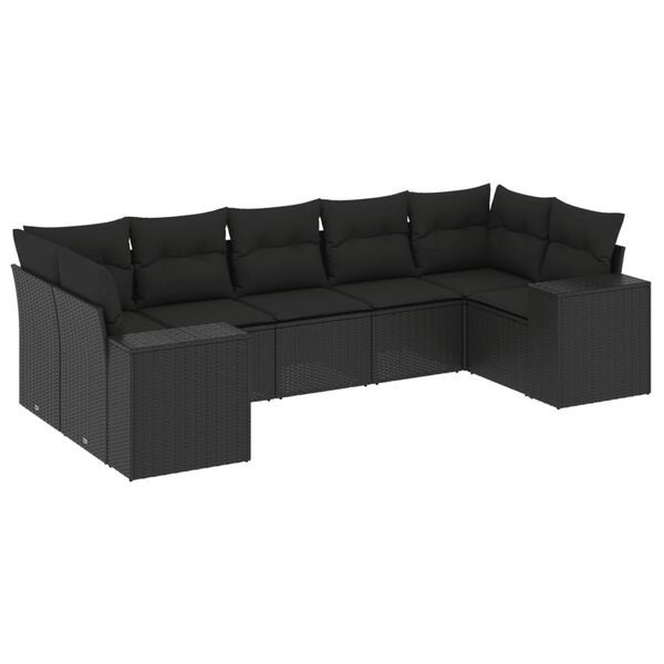 vidaXL Garden Sofa Set Black PE Rattan Large Modular Garden Sofa Set