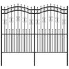 vidaXL Garden Fence with Spear Top Black 240x68.9 " Powder-coated Steel